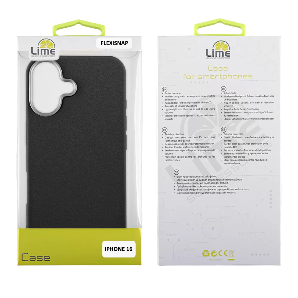 LIME FLEXISNAP TPU ΘΗΚΗ IPHONE 16 6.1in CAMERA GUARD BLACK - Image 2