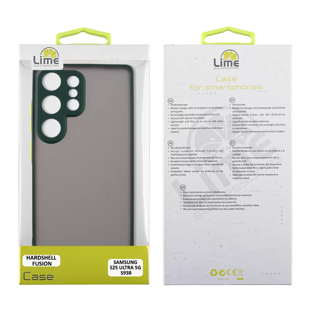 LIME HARDSHELL FUSION ΘΗΚΗ SAMSUNG S25 ULTRA 5G S938 6.9in  FULL CAMERA PROTECTION GREEN WITH YELLOW KEYS - Image 2