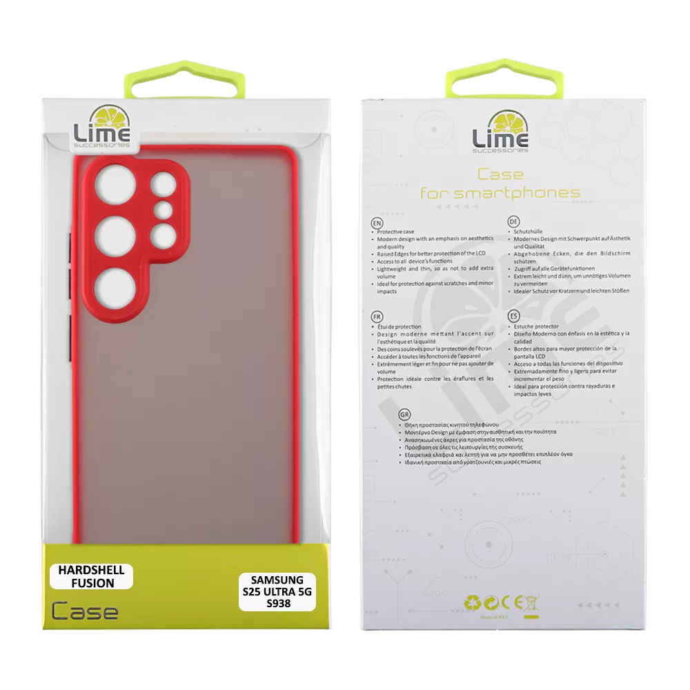 LIME HARDSHELL FUSION ΘΗΚΗ SAMSUNG S25 ULTRA 5G S938 6.9in  FULL CAMERA PROTECTION RED WITH BLACK KEYS - Image 2