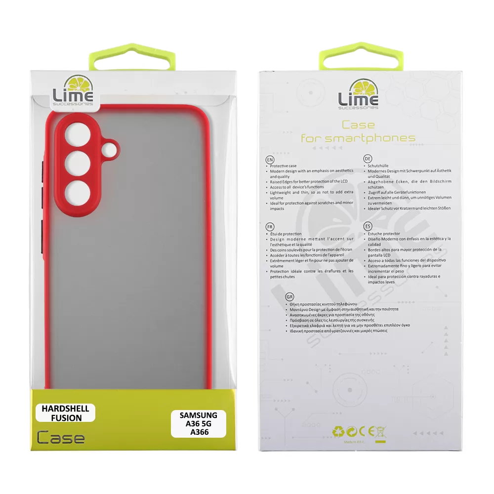 LIME HARDSHELL FUSION ΘΗΚΗ SAMSUNG A36 5G A366 6.7in  FULL CAMERA PROTECTION RED WITH BLACK KEYS - Image 2