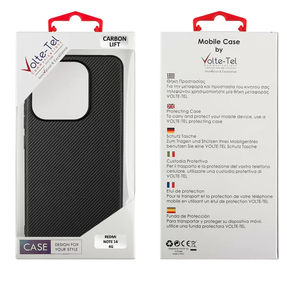 VOLTE-TEL CARBON LIFT ΘΗΚΗ XIAOMI REDMI NOTE 14 4G 6.67in  CAMERA GUARD BLACK - Image 2