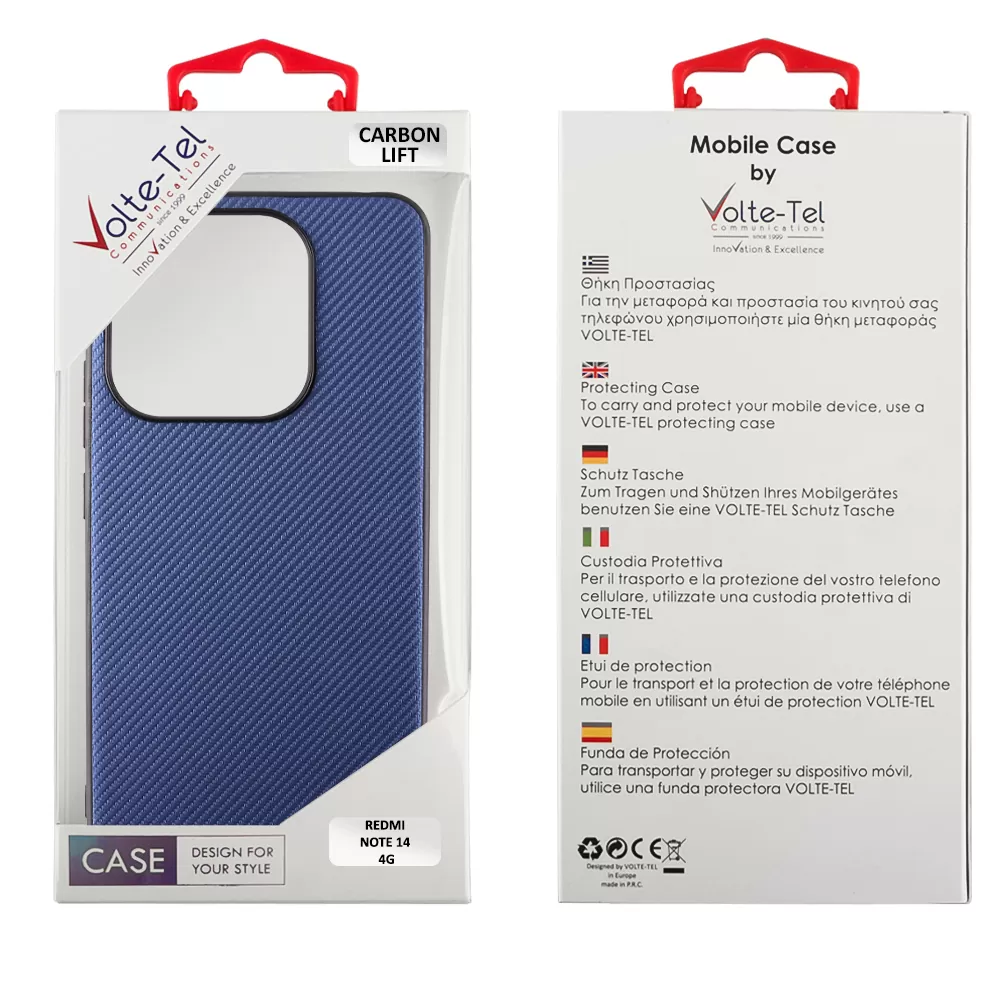 VOLTE-TEL CARBON LIFT ΘΗΚΗ XIAOMI REDMI NOTE 14 4G 6.67in  CAMERA GUARD BLUE - Image 2