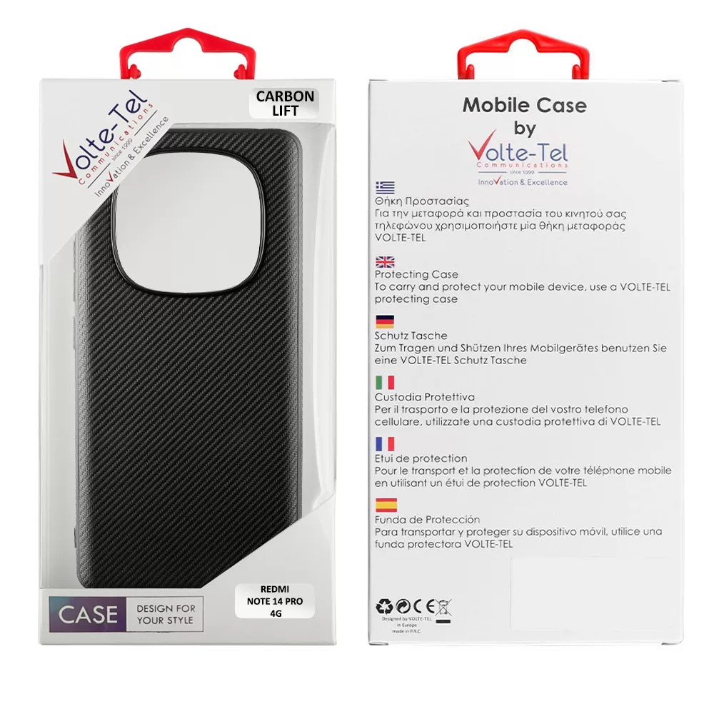 VOLTE-TEL CARBON LIFT ΘΗΚΗ XIAOMI REDMI NOTE 14 PRO 4G 6.67in  CAMERA GUARD BLACK - Image 2