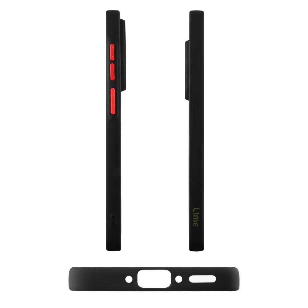 LIME HARDSHELL FUSION ΘΗΚΗ XIAOMI REDMI NOTE 14 PRO 4G 6.67in  FULL CAMERA PROTECTION BLACK WITH RED KEYS - Image 5