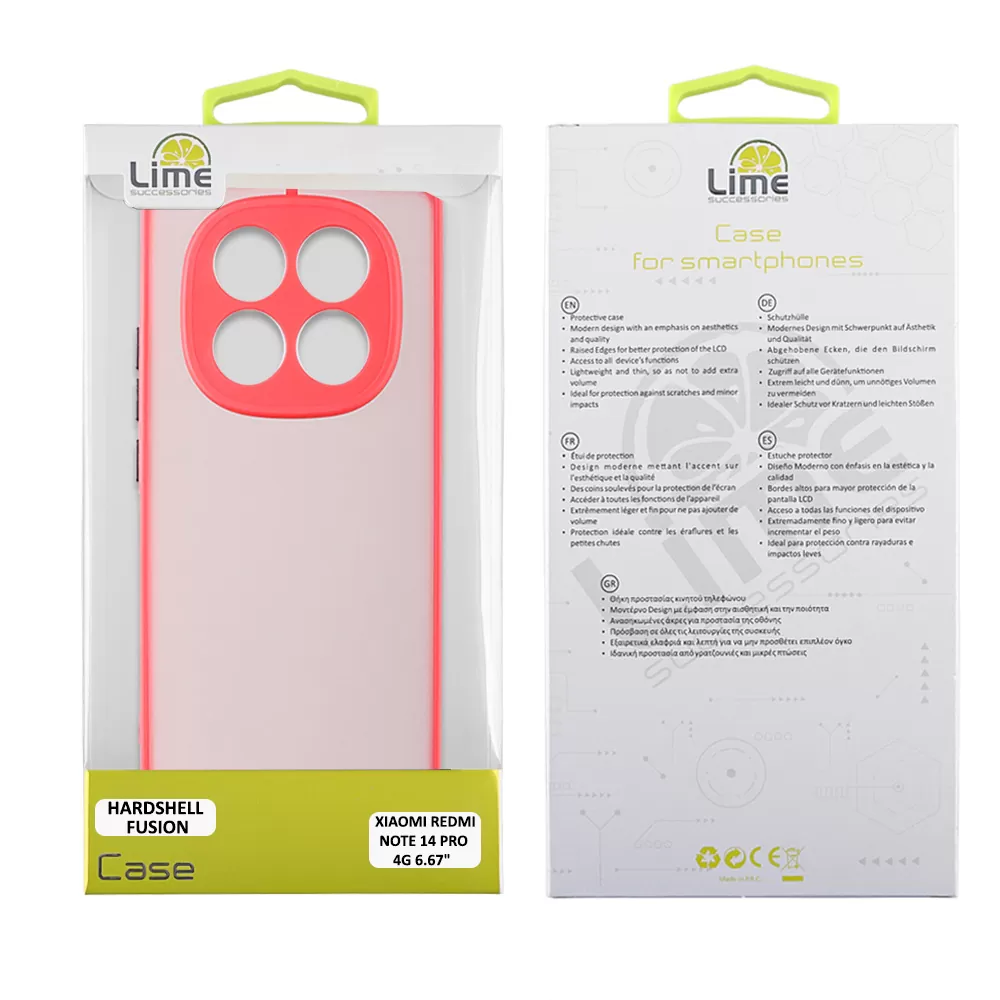 LIME HARDSHELL FUSION ΘΗΚΗ XIAOMI REDMI NOTE 14 PRO 4G 6.67in  FULL CAMERA PROTECTION RED WITH BLACK KEYS - Image 2