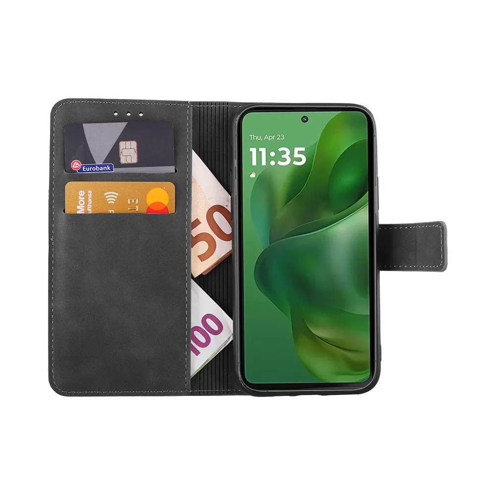 LIME ESSENTIAL ΘΗΚΗ MOTOROLA MOTO G 5G (2025) 6.7in  MAGNET BOOK STAND CLIP GREY - Image 5