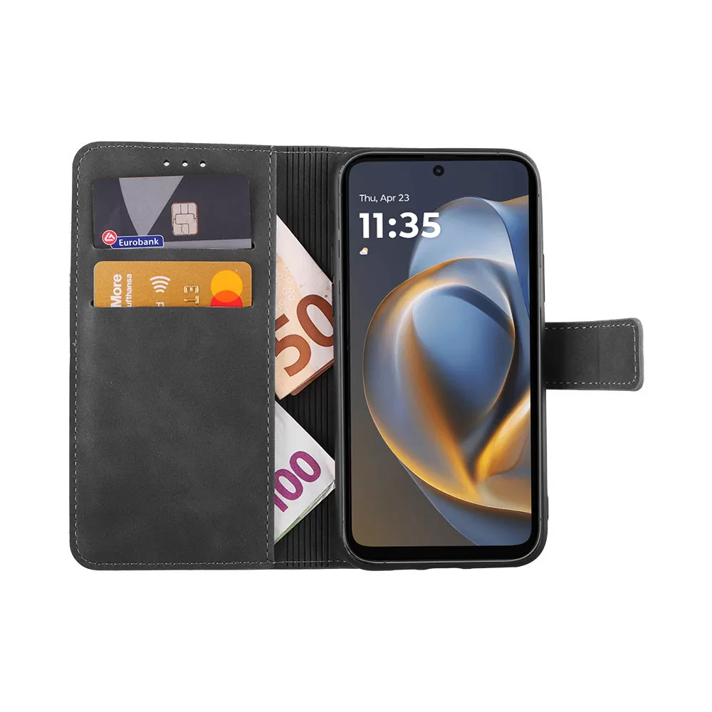 LIME ESSENTIAL ΘΗΚΗ MOTOROLA MOTO G05 6.67in  MAGNET BOOK STAND CLIP GREY - Image 5