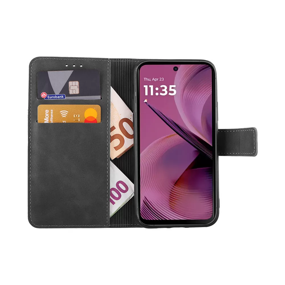 LIME ESSENTIAL ΘΗΚΗ MOTOROLA MOTO G55 5G 6.49in  MAGNET BOOK STAND CLIP GREY - Image 5
