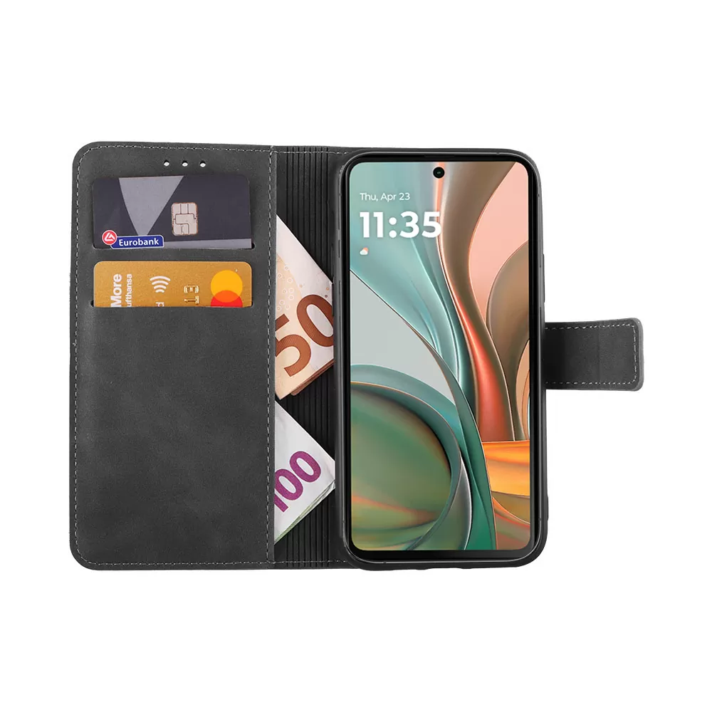 LIME ESSENTIAL ΘΗΚΗ MOTOROLA MOTO G75 6.78in  MAGNET BOOK STAND CLIP GREY - Image 5