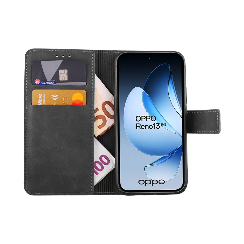 LIME ESSENTIAL ΘΗΚΗ OPPO RENO13 5G 6.59in  MAGNET BOOK STAND CLIP GREY - Image 5