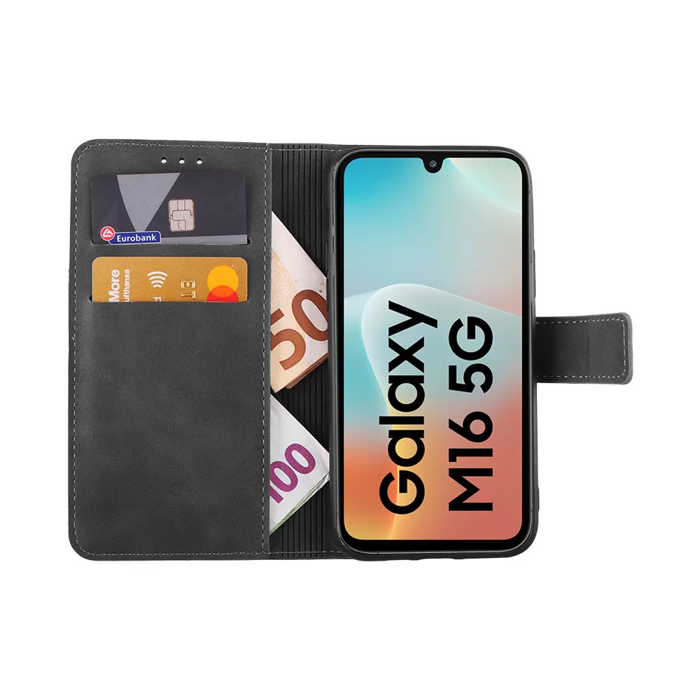 LIME ESSENTIAL ΘΗΚΗ SAMSUNG M16 5G M166 6.7in  MAGNET BOOK STAND CLIP GREY - Image 5