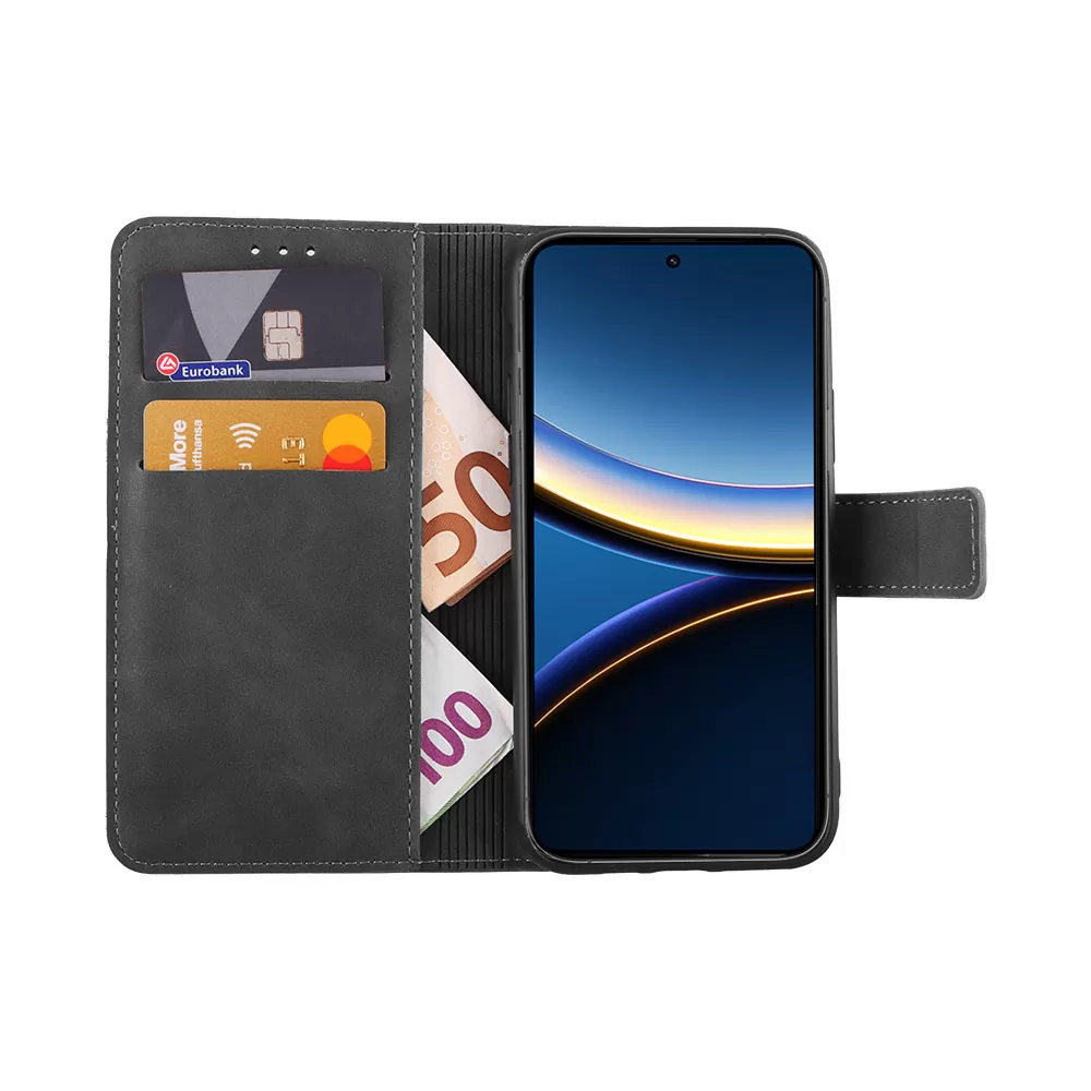 LIME ESSENTIAL ΘΗΚΗ XIAOMI POCO F7 PRO 6.67in  MAGNET BOOK STAND CLIP GREY - Image 5