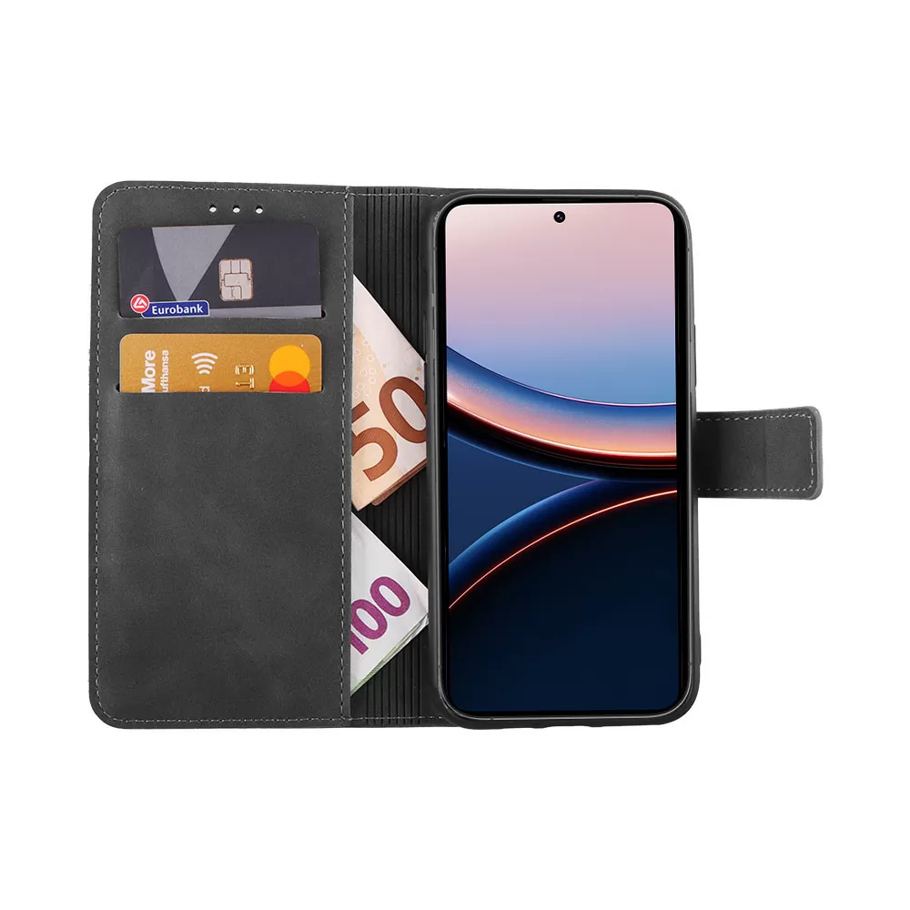 LIME ESSENTIAL ΘΗΚΗ XIAOMI POCO F7 ULTRA 6.67in  MAGNET BOOK STAND CLIP GREY - Image 5