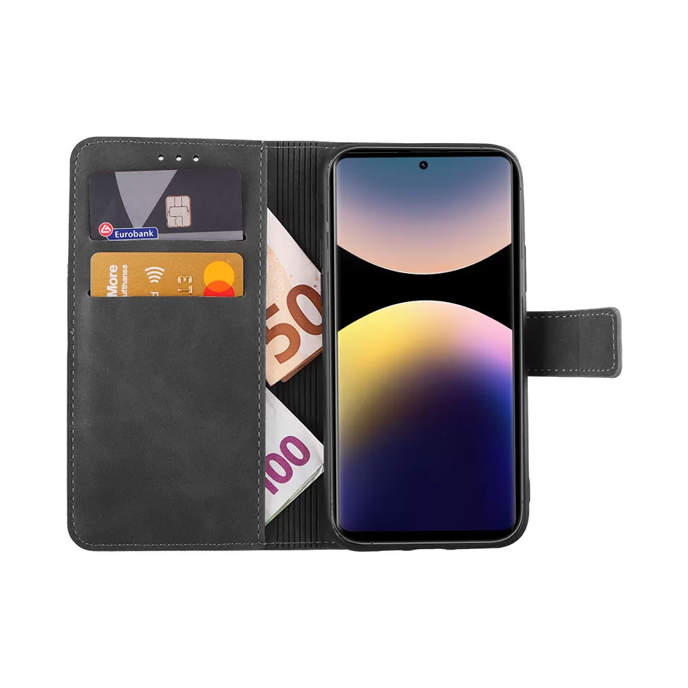 LIME ESSENTIAL ΘΗΚΗ XIAOMI REDMI NOTE 14 PRO 4G 6.67in  MAGNET BOOK STAND CLIP GREY - Image 5