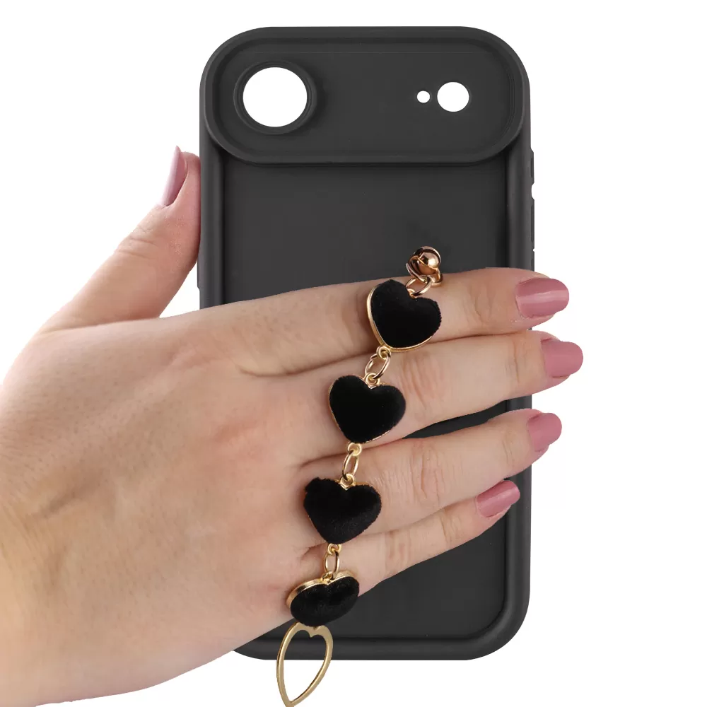 VOLTE-TEL SILICON TPU WITH STRAP ΘΗΚΗ IPHONE 17 AIR 6.5in  FULL CAMERA PROTECTION BLACK WITH BLACK HEARTS - Image 5