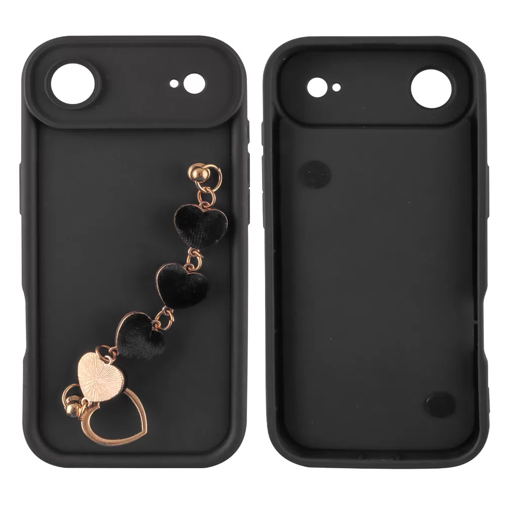 VOLTE-TEL SILICON TPU WITH STRAP ΘΗΚΗ IPHONE 17 AIR 6.5in  FULL CAMERA PROTECTION BLACK WITH BLACK HEARTS - Image 4