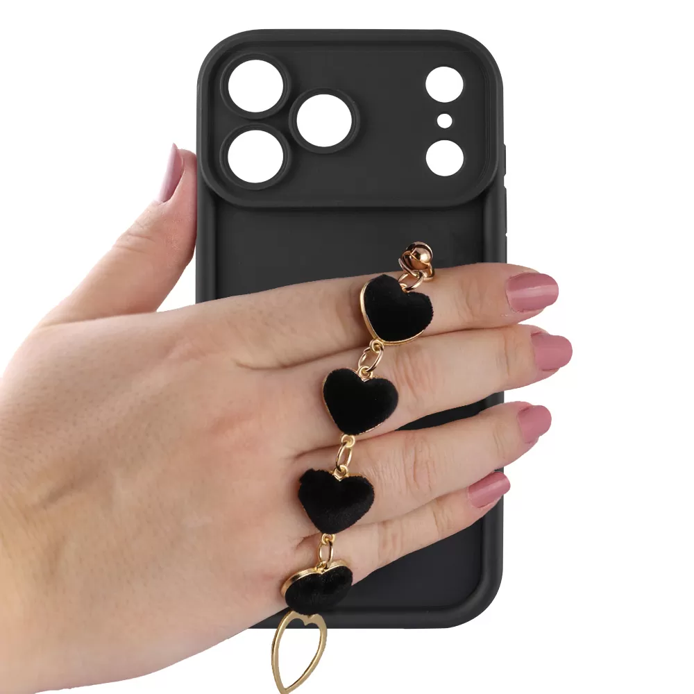 VOLTE-TEL SILICON TPU WITH STRAP ΘΗΚΗ IPHONE 17 PRO 6.3in  FULL CAMERA PROTECTION BLACK WITH BLACK HEARTS - Image 5
