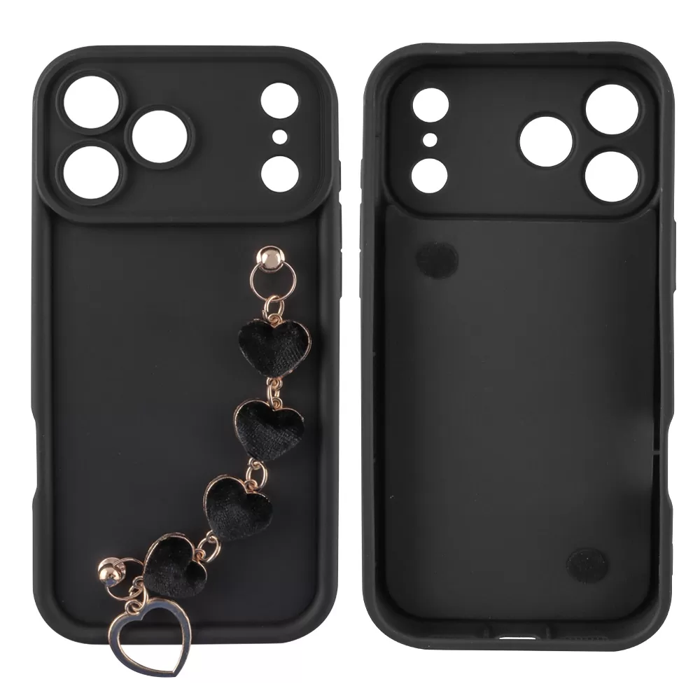 VOLTE-TEL SILICON TPU WITH STRAP ΘΗΚΗ IPHONE 17 PRO MAX 6.9in  FULL CAMERA PROTECTION BLACK WITH BLACK HEARTS - Image 4
