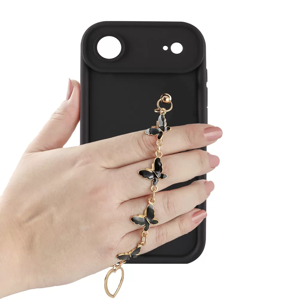 VOLTE-TEL SILICON TPU WITH STRAP ΘΗΚΗ IPHONE 17 AIR 6.5in  FULL CAMERA PROTECTION BLACK WITH BLACK BUTTERFLIES - Image 5