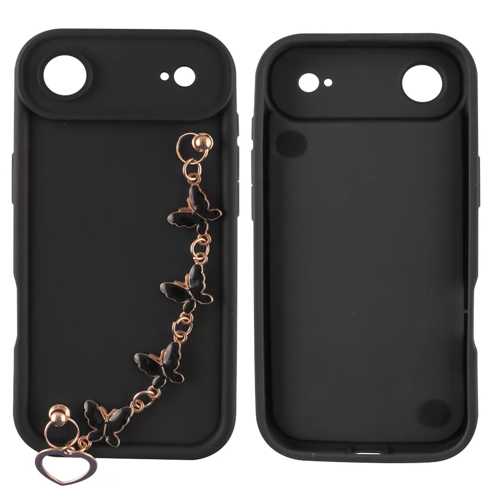 VOLTE-TEL SILICON TPU WITH STRAP ΘΗΚΗ IPHONE 17 AIR 6.5in  FULL CAMERA PROTECTION BLACK WITH BLACK BUTTERFLIES - Image 3