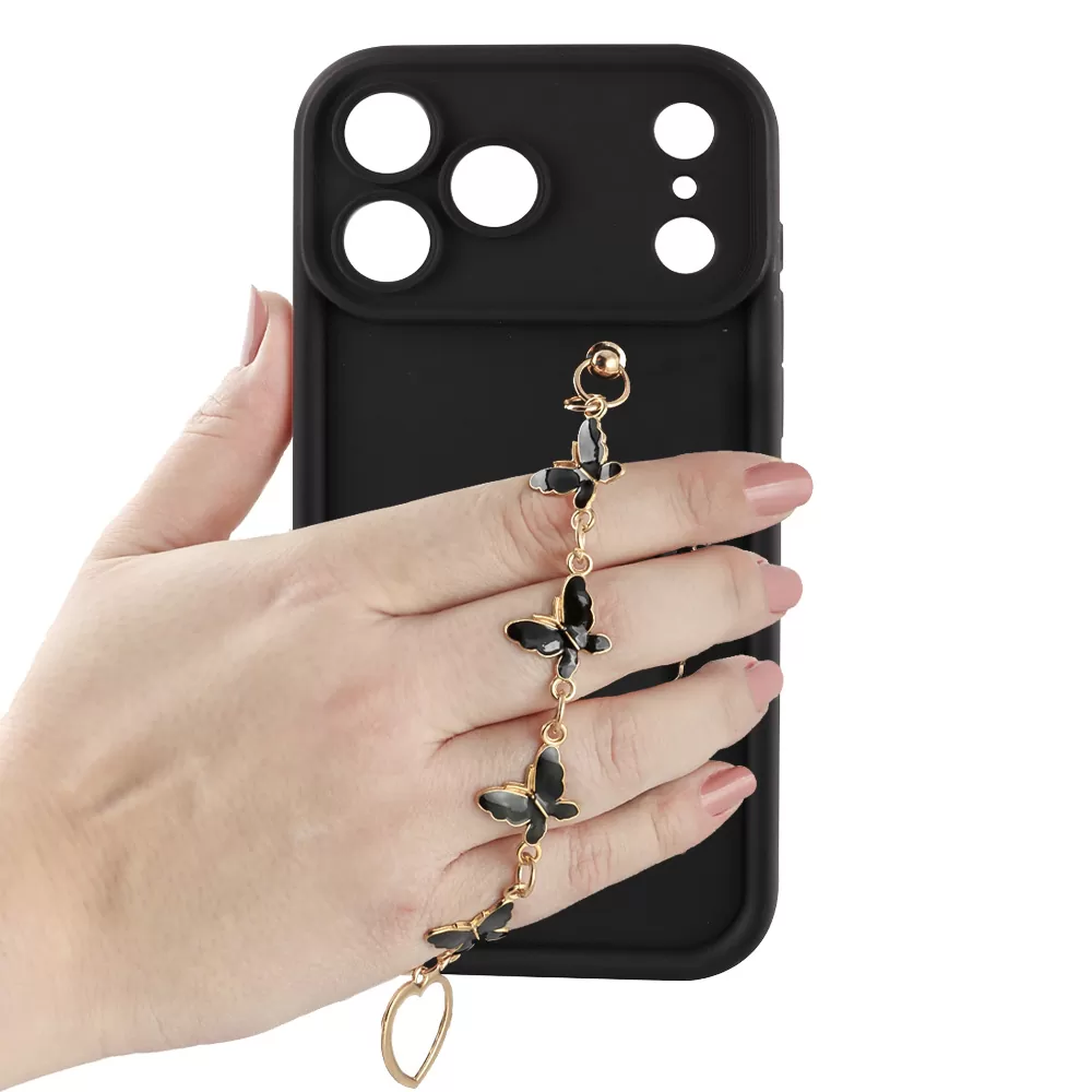 VOLTE-TEL SILICON TPU WITH STRAP ΘΗΚΗ IPHONE 17 PRO 6.3in  FULL CAMERA PROTECTION BLACK WITH BLACK BUTTERFLIES - Image 5