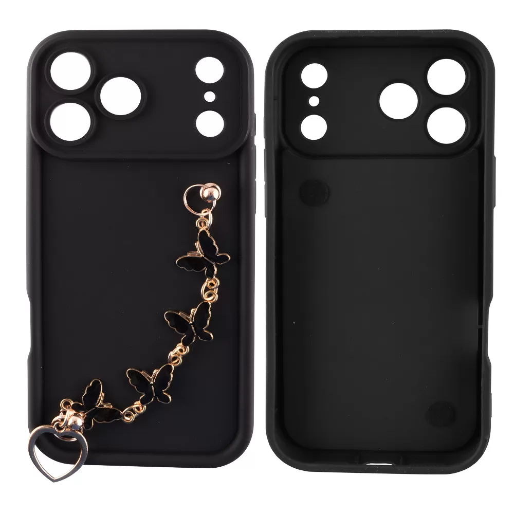 VOLTE-TEL SILICON TPU WITH STRAP ΘΗΚΗ IPHONE 17 PRO 6.3in  FULL CAMERA PROTECTION BLACK WITH BLACK BUTTERFLIES - Image 3