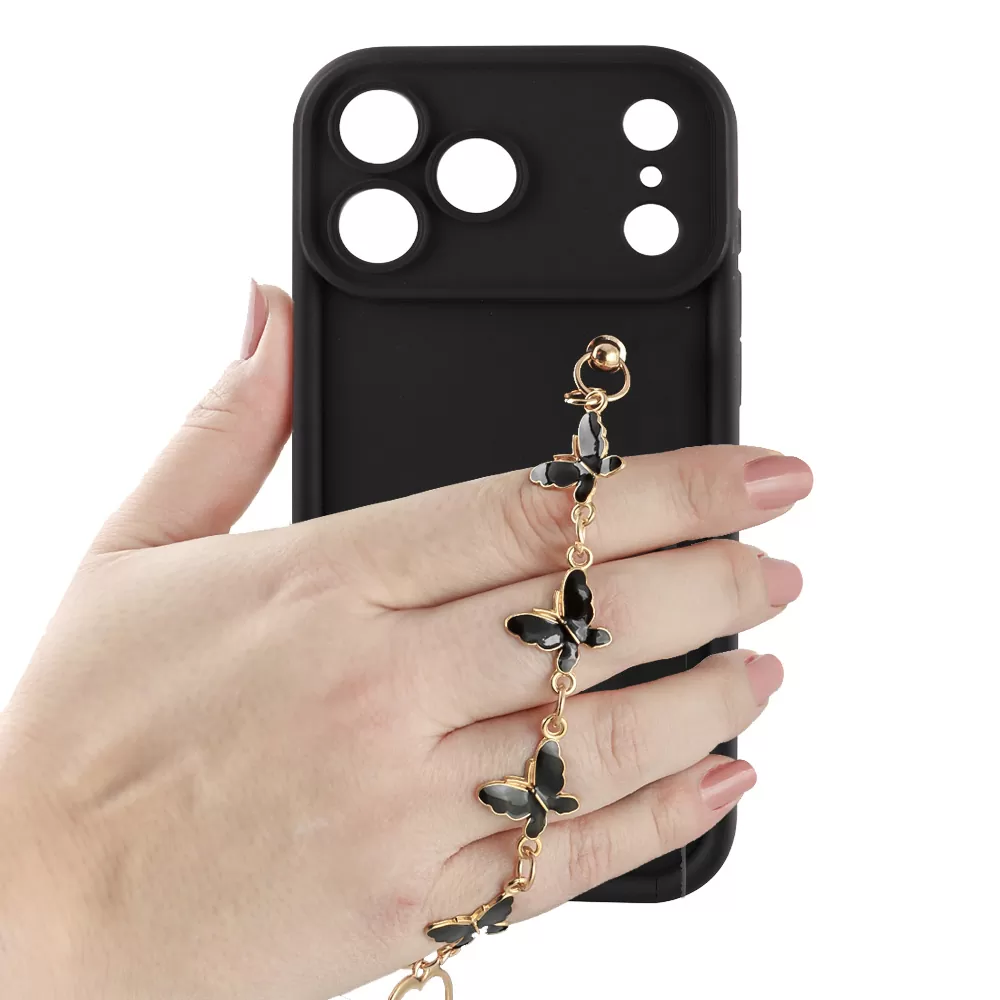 VOLTE-TEL SILICON TPU WITH STRAP ΘΗΚΗ IPHONE 17 PRO MAX 6.9in  FULL CAMERA PROTECTION BLACK WITH BLACK BUTTERFLIES - Image 5