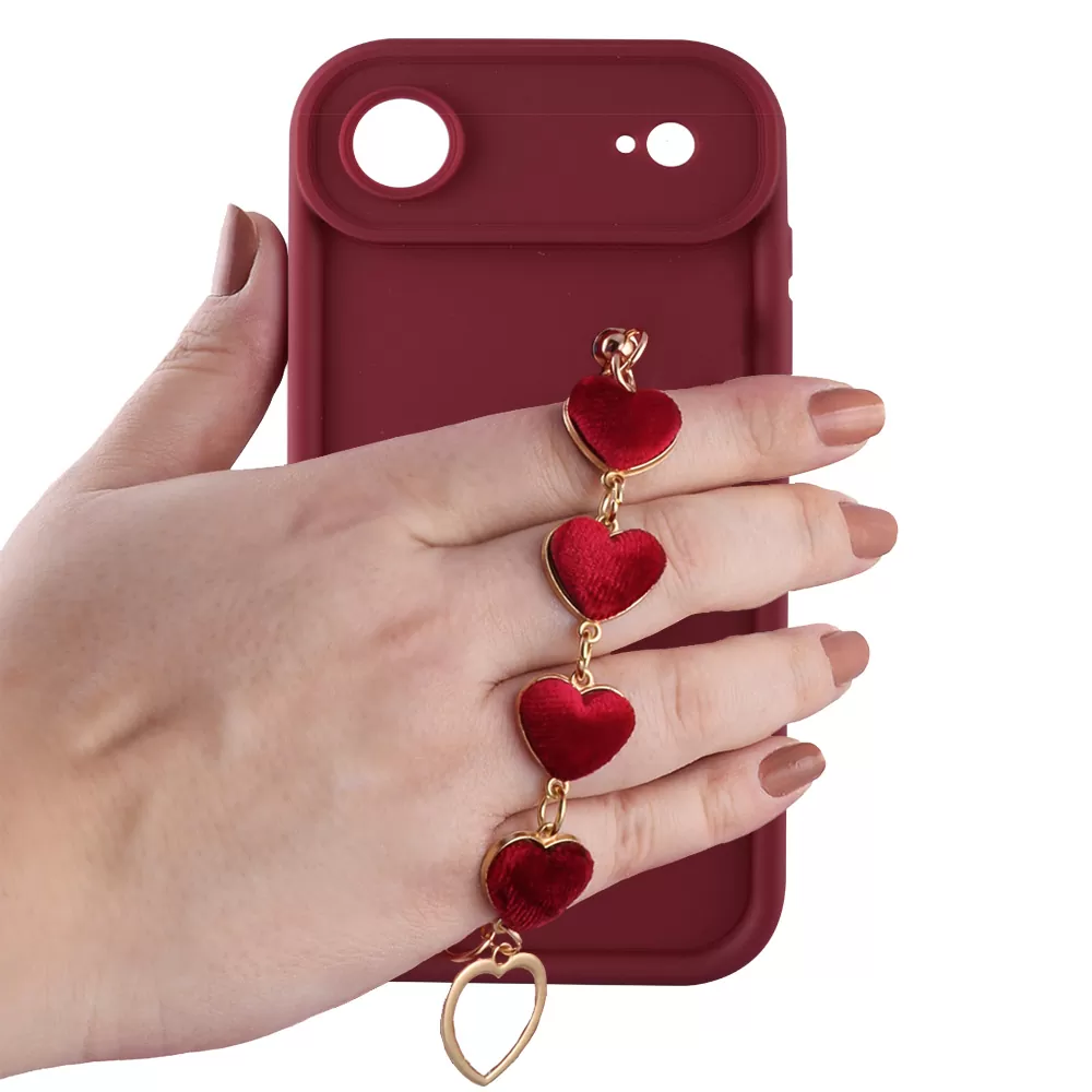 VOLTE-TEL SILICON TPU WITH STRAP ΘΗΚΗ IPHONE 17 AIR 6.5in  FULL CAMERA PROTECTION BURGUNDY WITH RED HEARTS - Image 5