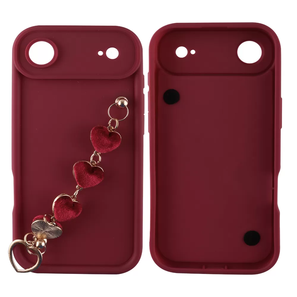 VOLTE-TEL SILICON TPU WITH STRAP ΘΗΚΗ IPHONE 17 AIR 6.5in  FULL CAMERA PROTECTION BURGUNDY WITH RED HEARTS - Image 3