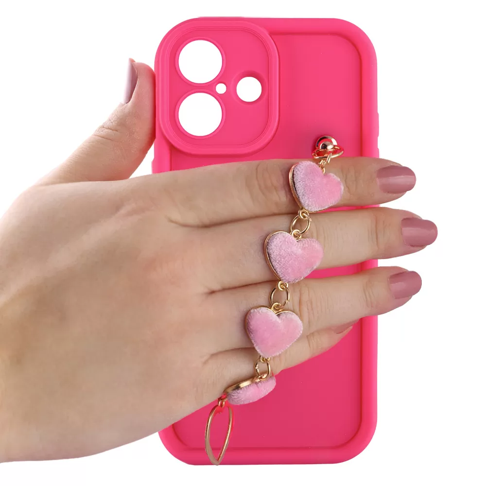 VOLTE-TEL SILICON TPU WITH STRAP ΘΗΚΗ IPHONE 17 6.3in  FULL CAMERA PROTECTION PINK WITH PINK HEARTS - Image 5