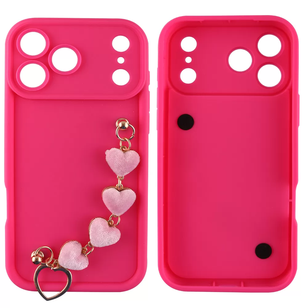 VOLTE-TEL SILICON TPU WITH STRAP ΘΗΚΗ IPHONE 17 PRO 6.3in  FULL CAMERA PROTECTION PINK WITH PINK HEARTS - Image 3