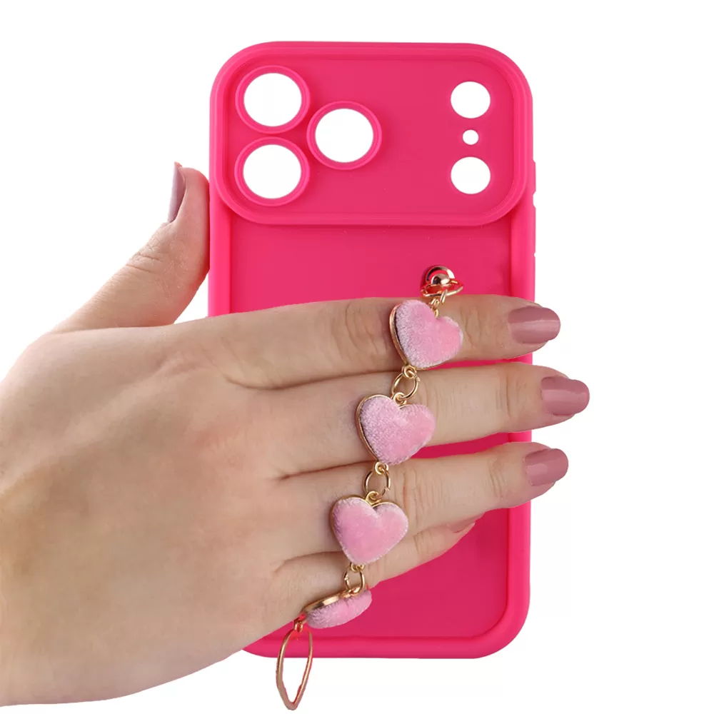 VOLTE-TEL SILICON TPU WITH STRAP ΘΗΚΗ IPHONE 17 PRO MAX 6.9in  FULL CAMERA PROTECTION PINK WITH PINK HEARTS - Image 5