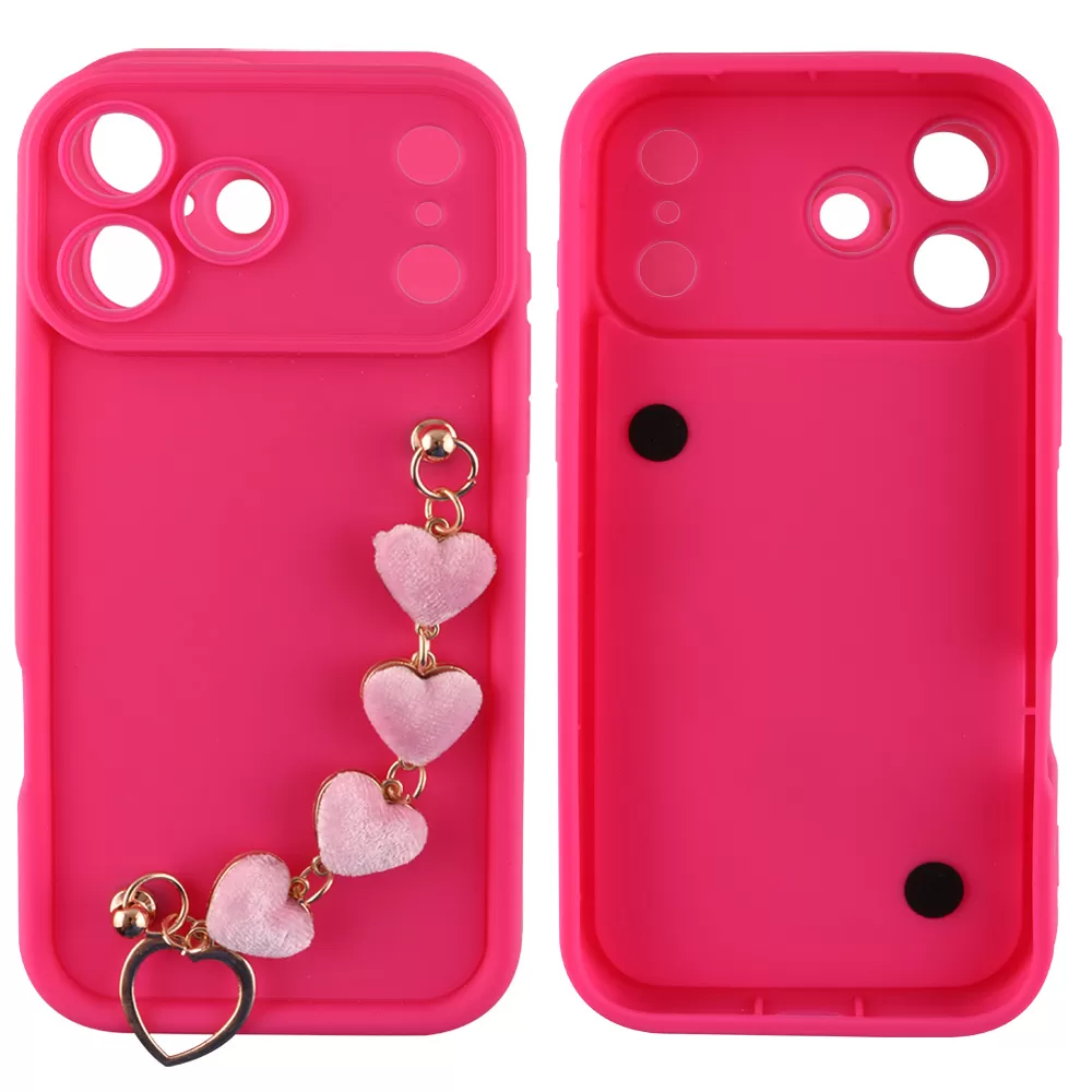 VOLTE-TEL SILICON TPU WITH STRAP ΘΗΚΗ IPHONE 17 PRO MAX 6.9in  FULL CAMERA PROTECTION PINK WITH PINK HEARTS - Image 3