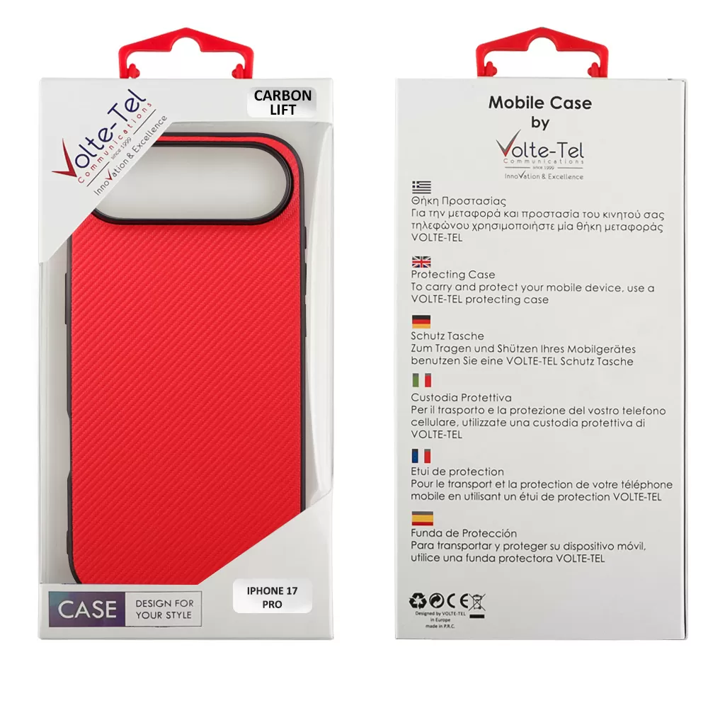 VOLTE-TEL CARBON LIFT ΘΗΚΗ IPHONE 17 AIR 6.5in  CAMERA GUARD PROTECTION RED - Image 2