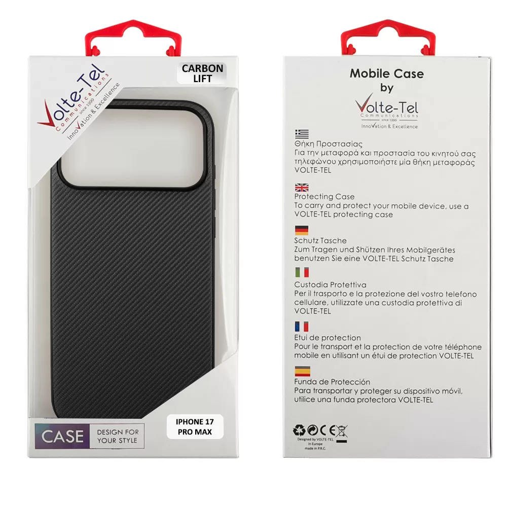 VOLTE-TEL CARBON LIFT ΘΗΚΗ IPHONE 17 PRO MAX 6.9in  CAMERA GUARD PROTECTION BLACK - Image 2