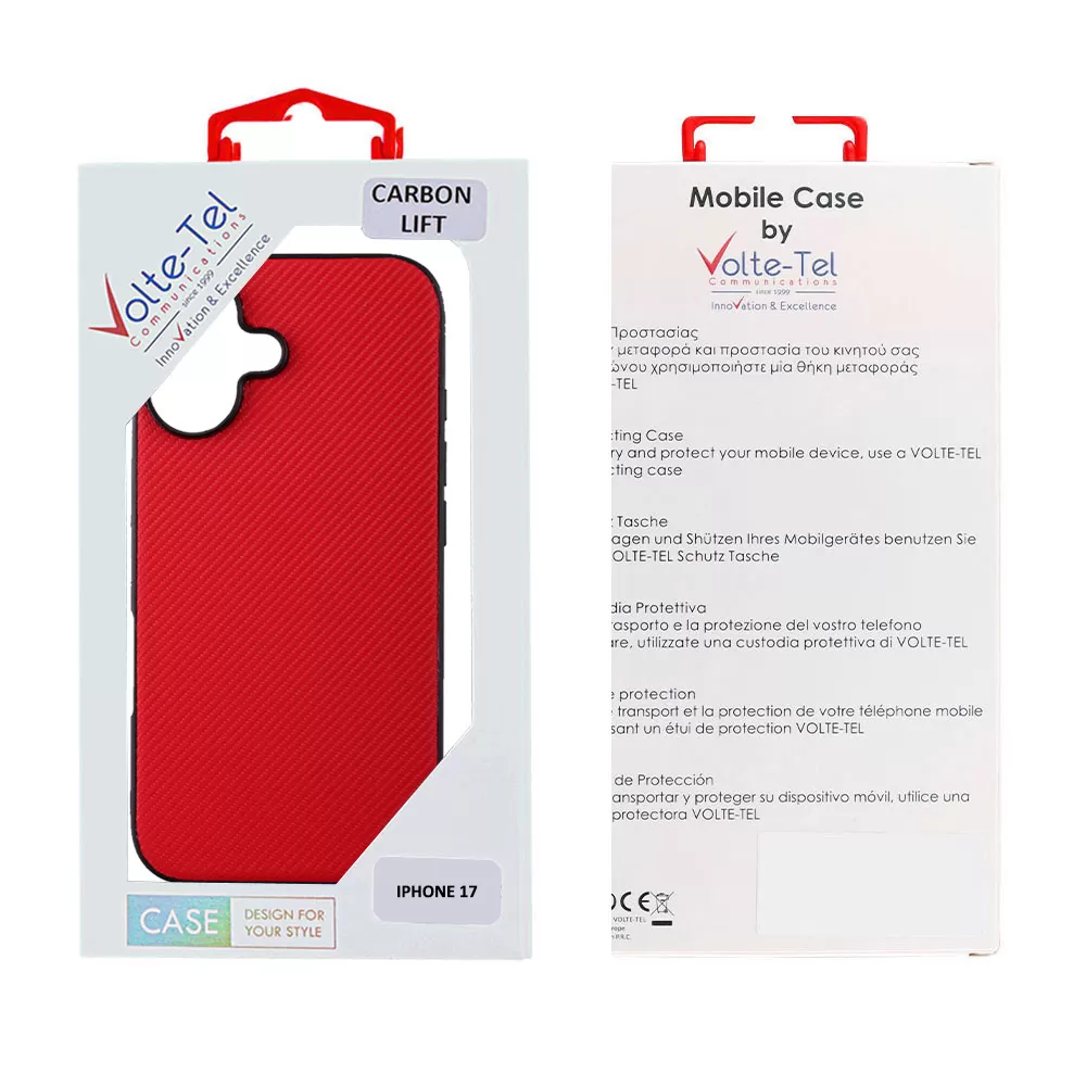 VOLTE-TEL CARBON LIFT ΘΗΚΗ IPHONE 17 6.3in  CAMERA GUARD PROTECTION RED - Image 2