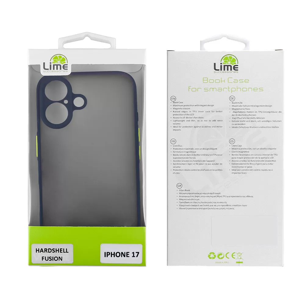 LIME HARDSHELL FUSION ΘΗΚΗ IPHONE 17 6.3in  FULL CAMERA PROTECTION BLUE WITH YELLOW KEYS - Image 2