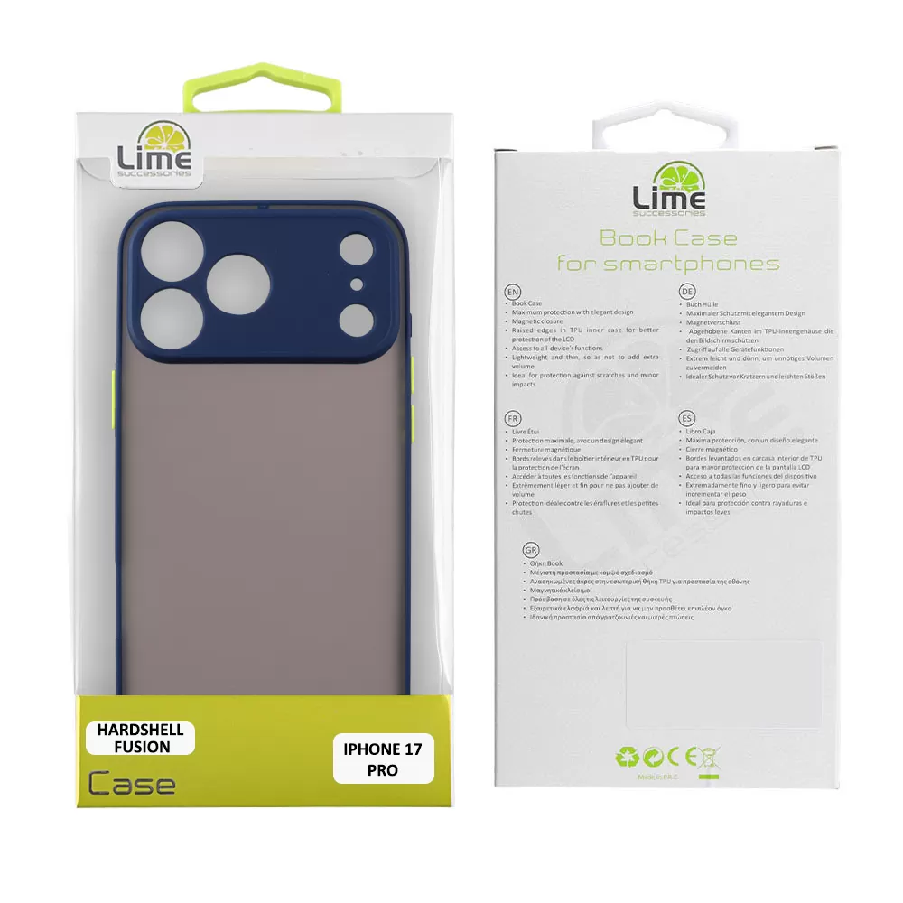 LIME HARDSHELL FUSION ΘΗΚΗ IPHONE 17 PRO 6.3in  FULL CAMERA PROTECTION BLUE WITH YELLOW KEYS - Image 2