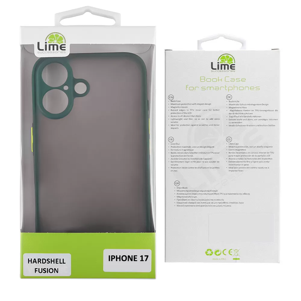 LIME HARDSHELL FUSION ΘΗΚΗ IPHONE 17 6.3in  FULL CAMERA PROTECTION GREEN WITH YELLOW KEYS - Image 2