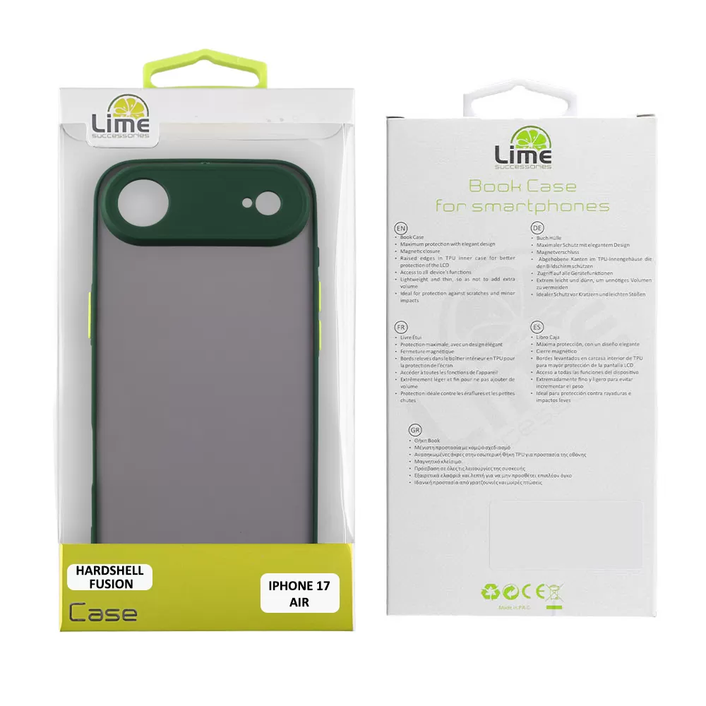 LIME HARDSHELL FUSION ΘΗΚΗ IPHONE 17 AIR 6.5in  FULL CAMERA PROTECTION GREEN WITH YELLOW KEYS - Image 2