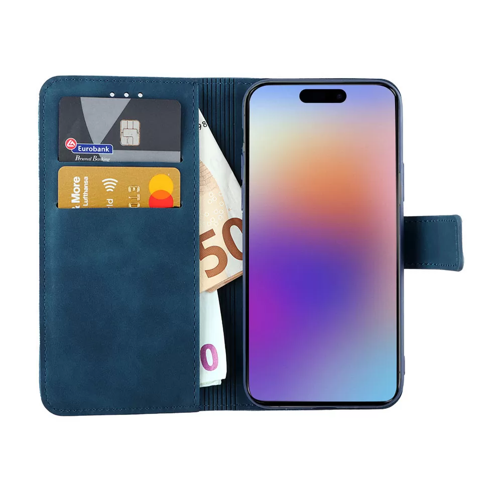 LIME ESSENTIAL ΘΗΚΗ IPHONE 17 6.3in  MAGNET BOOK STAND CLIP DARK BLUE - Image 5