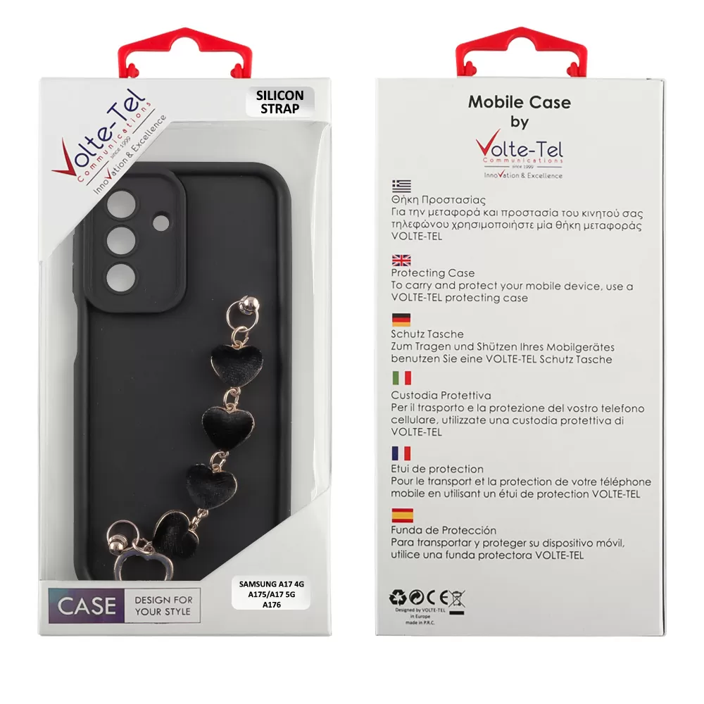 VOLTE-TEL SILICON TPU WITH STRAP ΘΗΚΗ SAMSUNG A17 4G A175/A17 5G A176/M17 5G M176 6.7in  FULL CAMERA PROTECTION BLACK WITH BLACK - Image 2