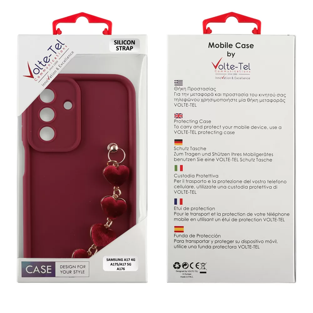 VOLTE-TEL SILICON TPU WITH STRAP ΘΗΚΗ SAMSUNG A17 4G A175/A17 5G A176/M17 5G M176 6.7in  FULL CAMERA PROTECTION BURGUNDY WITH RE - Image 2