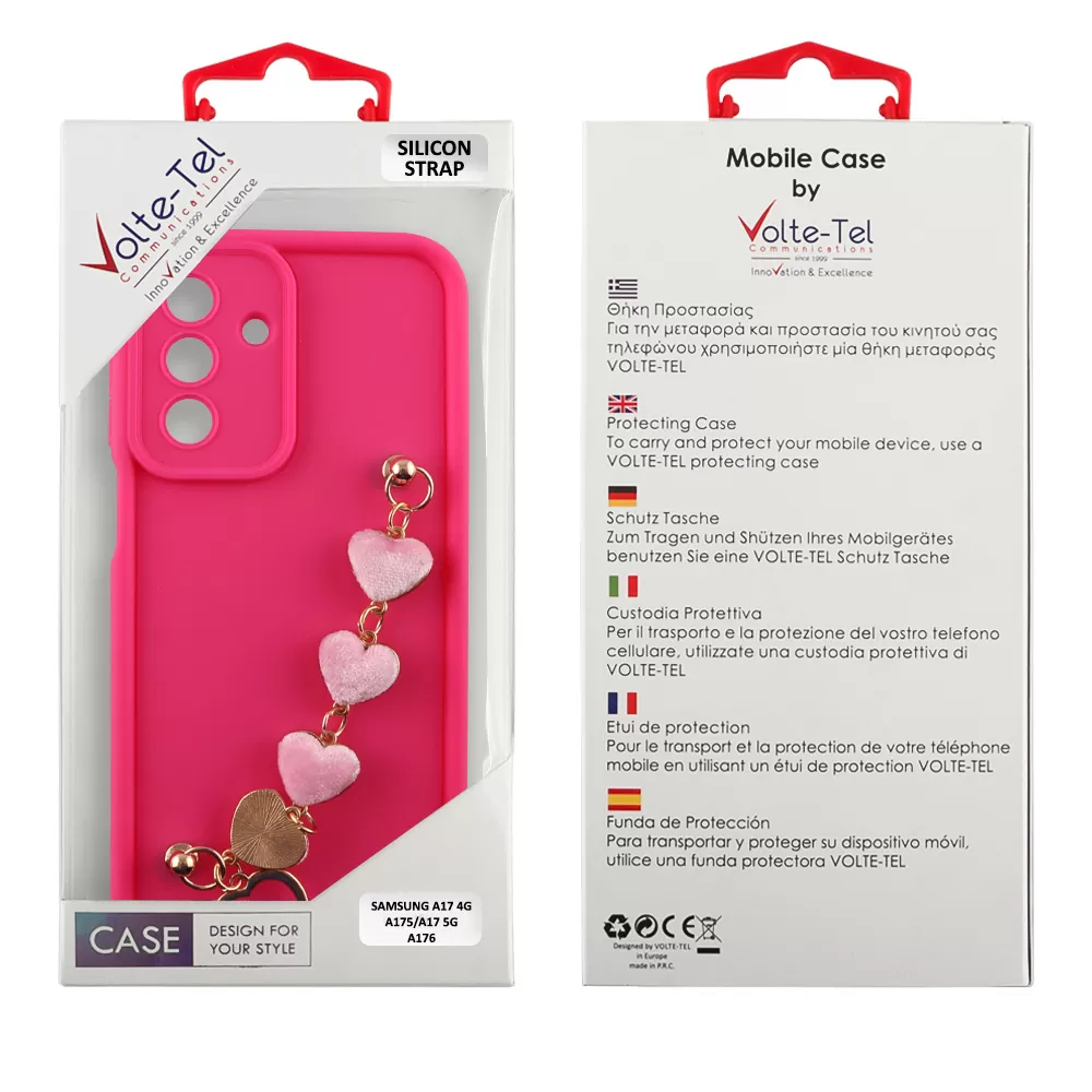 VOLTE-TEL SILICON TPU WITH STRAP ΘΗΚΗ SAMSUNG A17 4G A175/A17 5G A176/M17 5G M176 6.7in  FULL CAMERA PROTECTION PINK WITH PINK H - Image 2