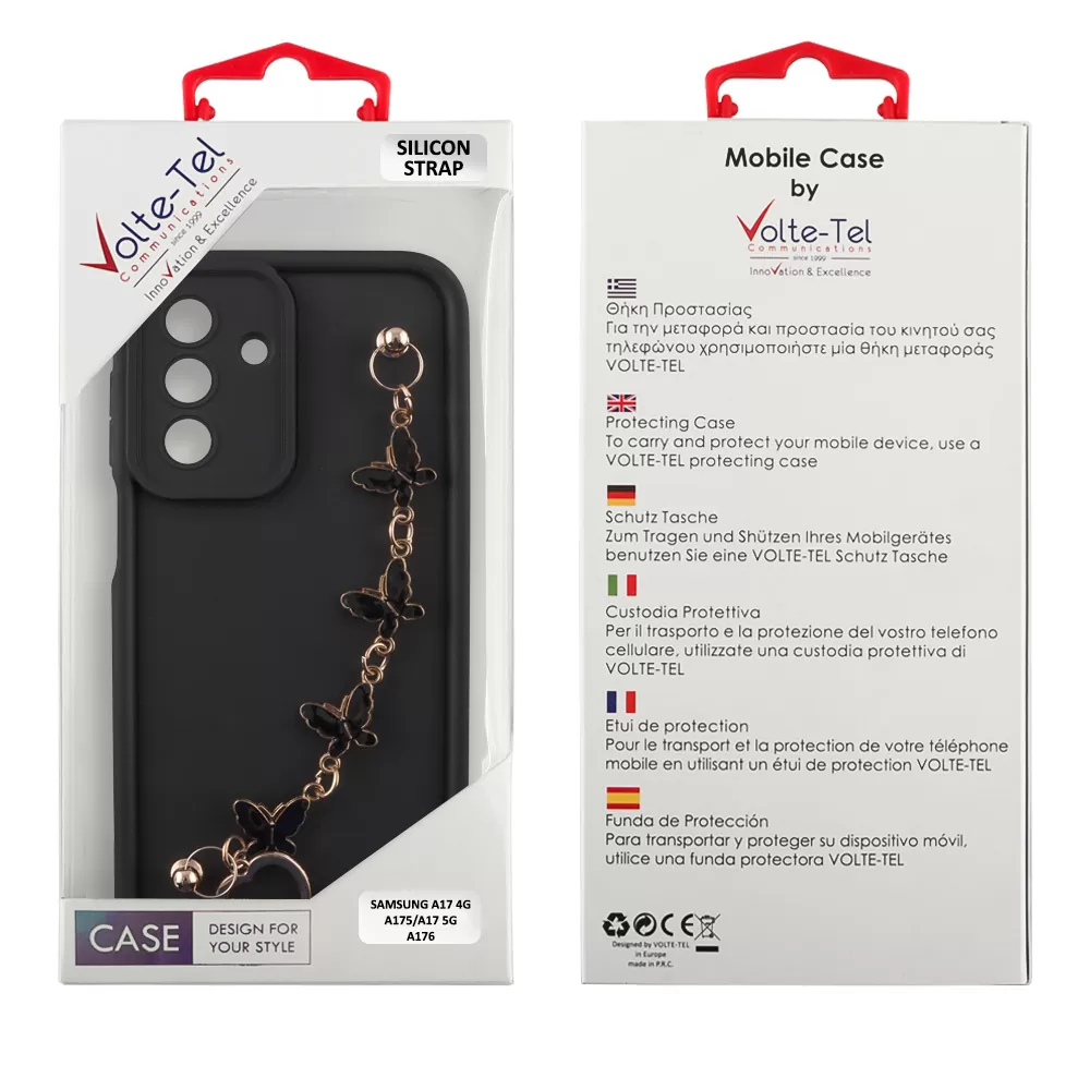 VOLTE-TEL SILICON TPU WITH STRAP ΘΗΚΗ SAMSUNG A17 4G A175/A17 5G A176/M17 5G M176 6.7in  FULL CAMERA PROTECTION BLACK WITH BLACK - Image 2
