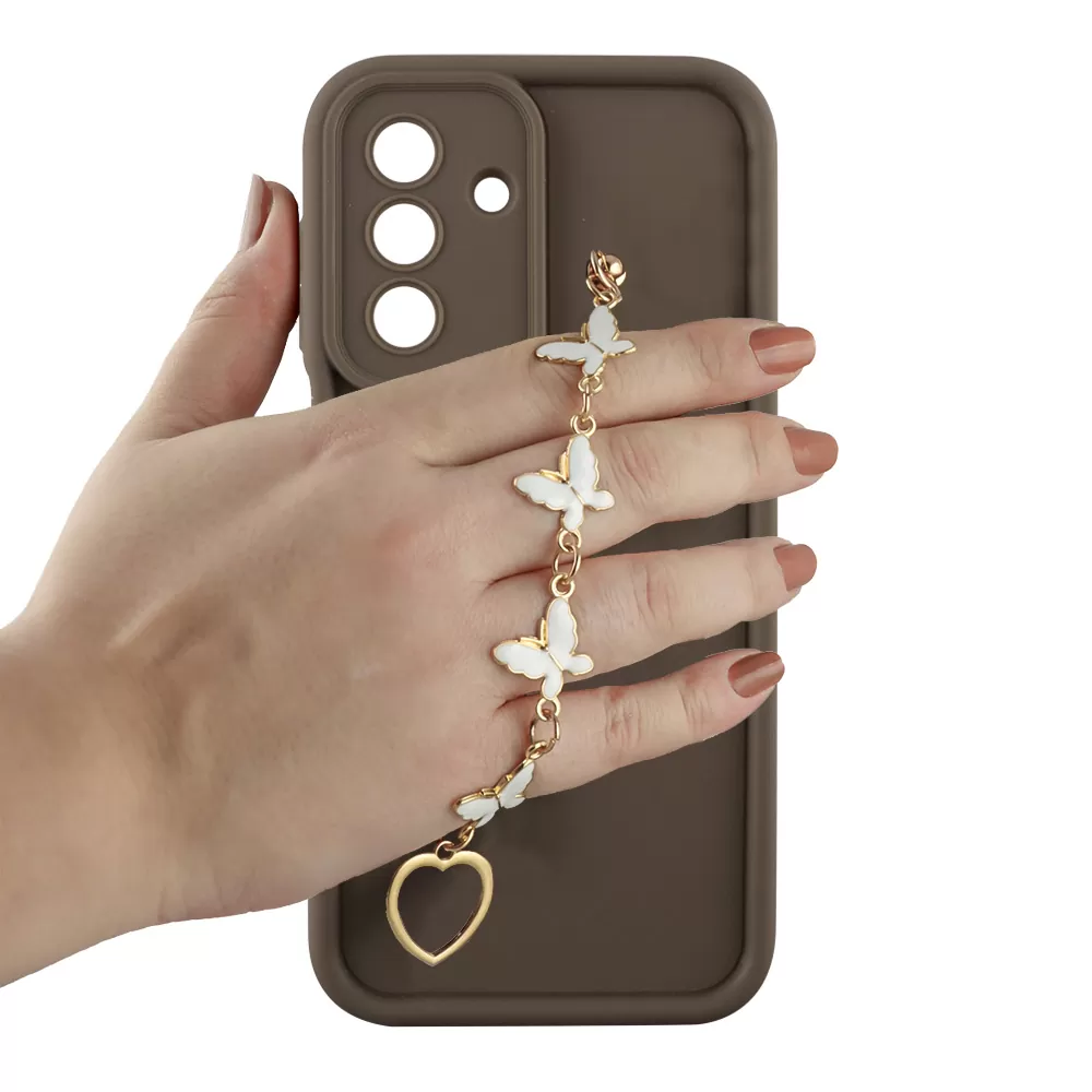 VOLTE-TEL SILICON TPU WITH STRAP ΘΗΚΗ SAMSUNG A17 4G A175/A17 5G A176/M17 5G M176 6.7in  FULL CAMERA PROTECTION BROWN WITH WHITE - Image 5