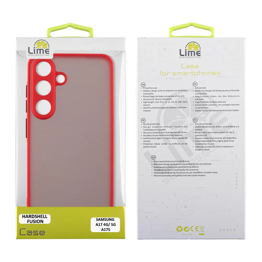 LIME HARDSHELL FUSION ΘΗΚΗ SAMSUNG A17 4G A175/A17 5G A176/M17 5G M176 6.7in  FULL CAMERA PROTECTION RED WITH BLACK KEYS - Image 2