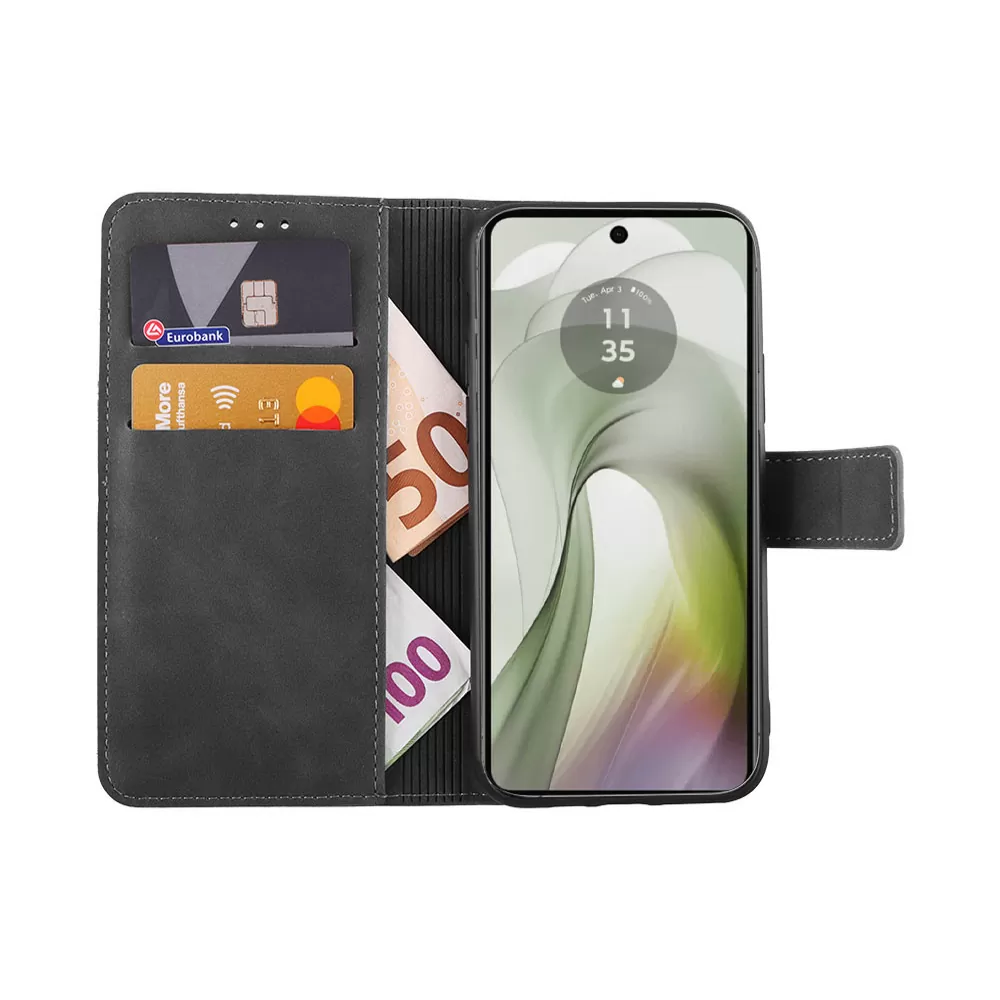 LIME ESSENTIAL ΘΗΚΗ MOTOROLA MOTO E14 4G 6.56in  MAGNET BOOK STAND CLIP GREY - Image 5