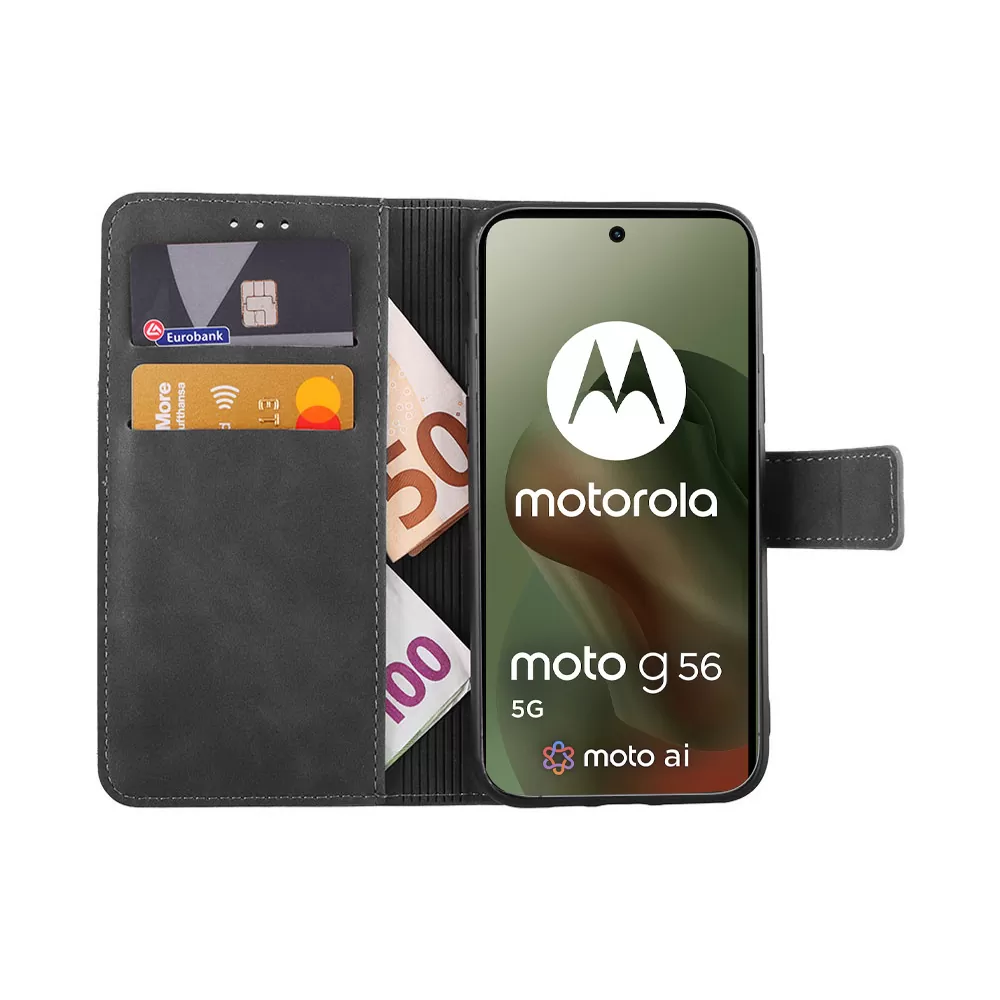 LIME ESSENTIAL ΘΗΚΗ MOTOROLA MOTO G56 5G 6.72in  MAGNET BOOK STAND CLIP GREY - Image 5