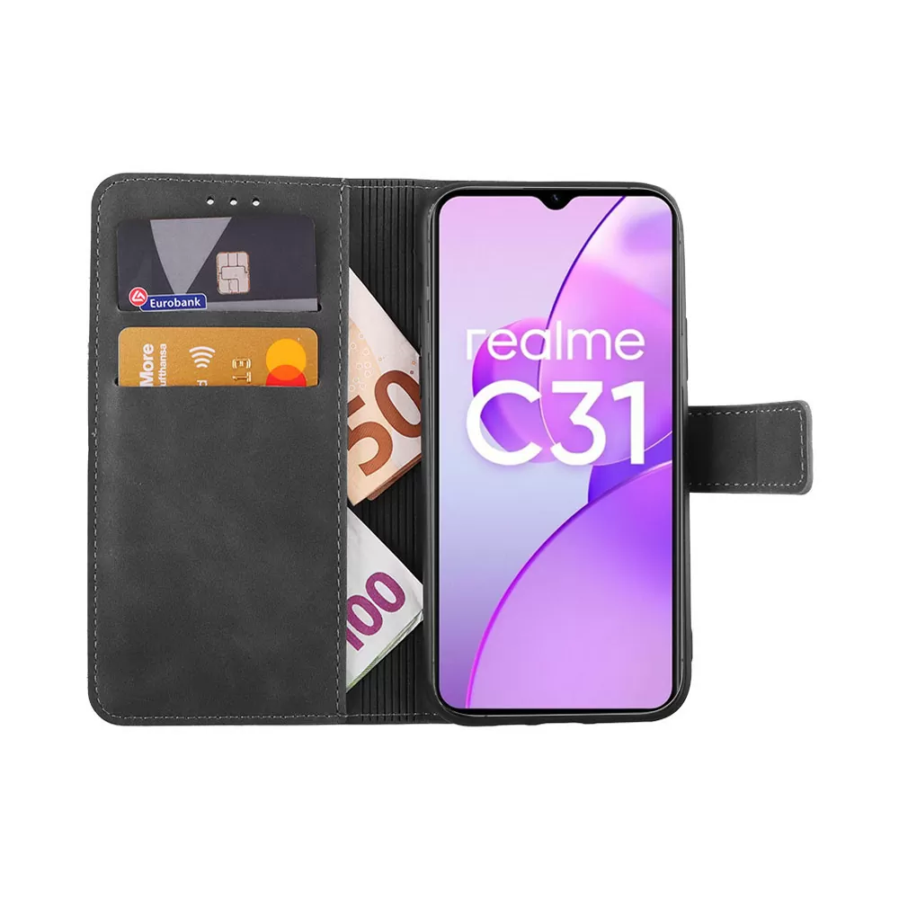 LIME ESSENTIAL ΘΗΚΗ REALME C31 6.5in  MAGNET BOOK STAND CLIP GREY - Image 5